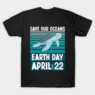 Happy Earth Day 2024 Restore Earth Sea Turtle Save the Planet T-Shirt